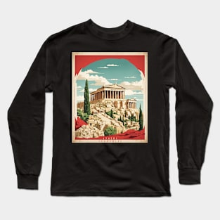 Acropolis Greece Tourism Vintage Poster Long Sleeve T-Shirt